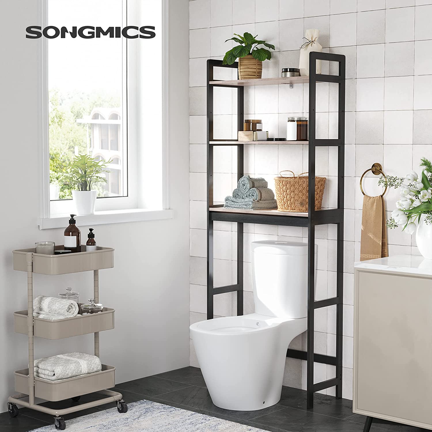 Over the Toilet Storage Organizer - Heather Greige, Ink Black