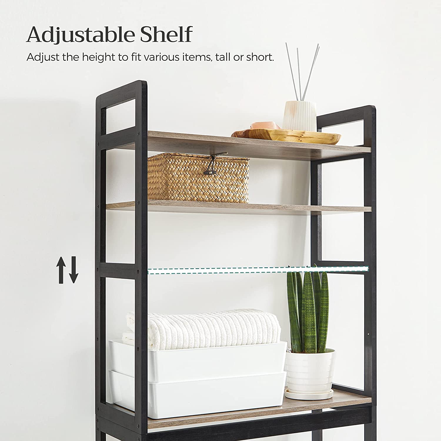 Over the Toilet Storage Organizer - Heather Greige, Ink Black