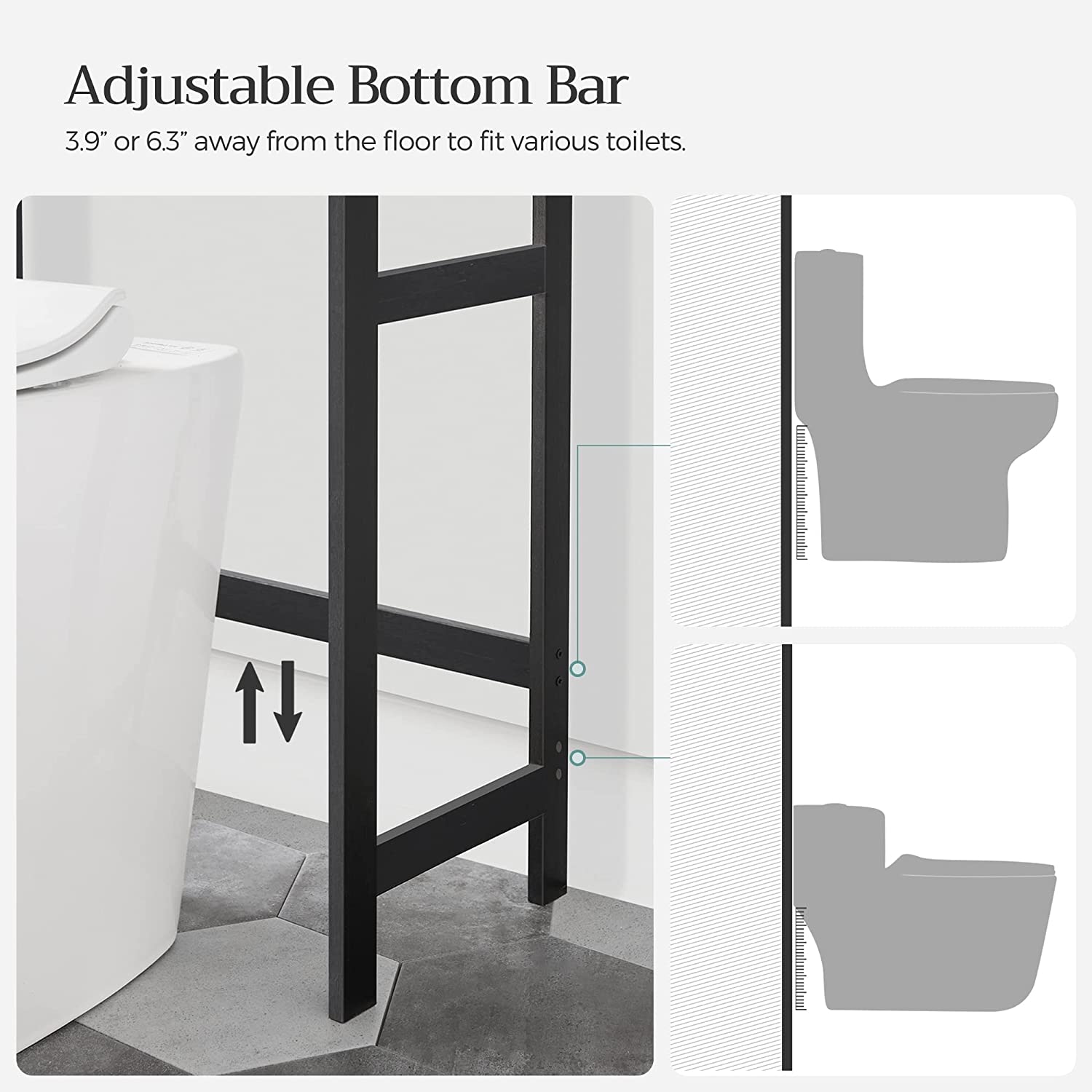 Over the Toilet Storage Organizer - Heather Greige, Ink Black