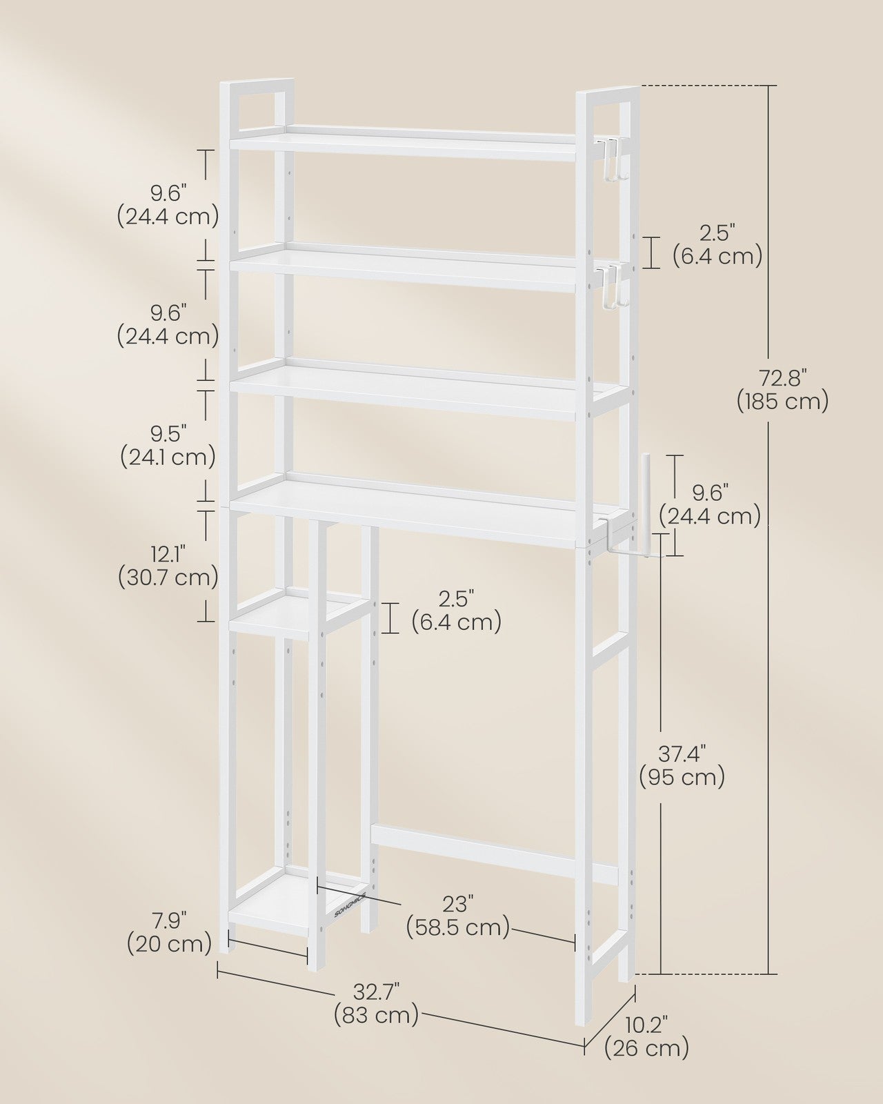 Over the Toilet Storage Shelf with Toilet Paper Holder - Cloud White