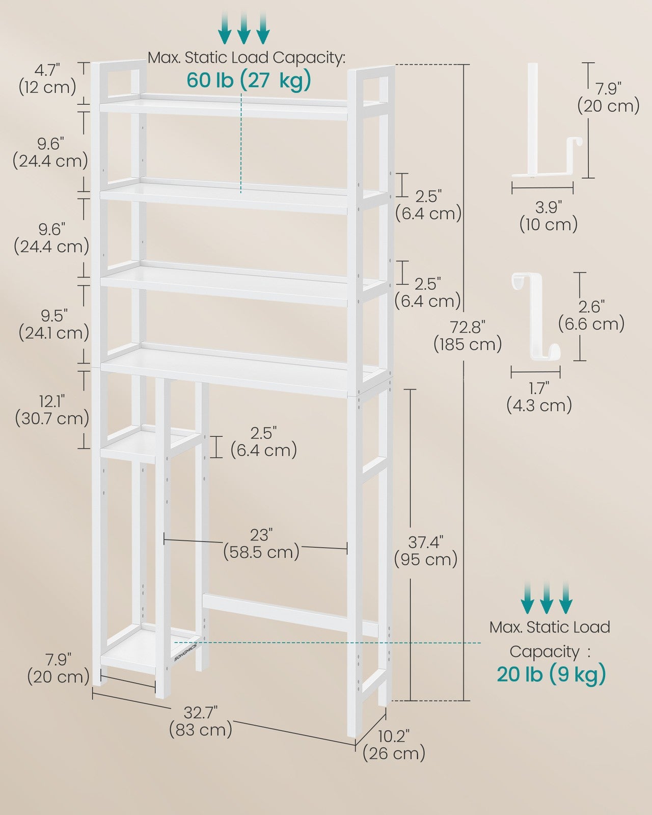 Over the Toilet Storage Shelf with Toilet Paper Holder - Cloud White