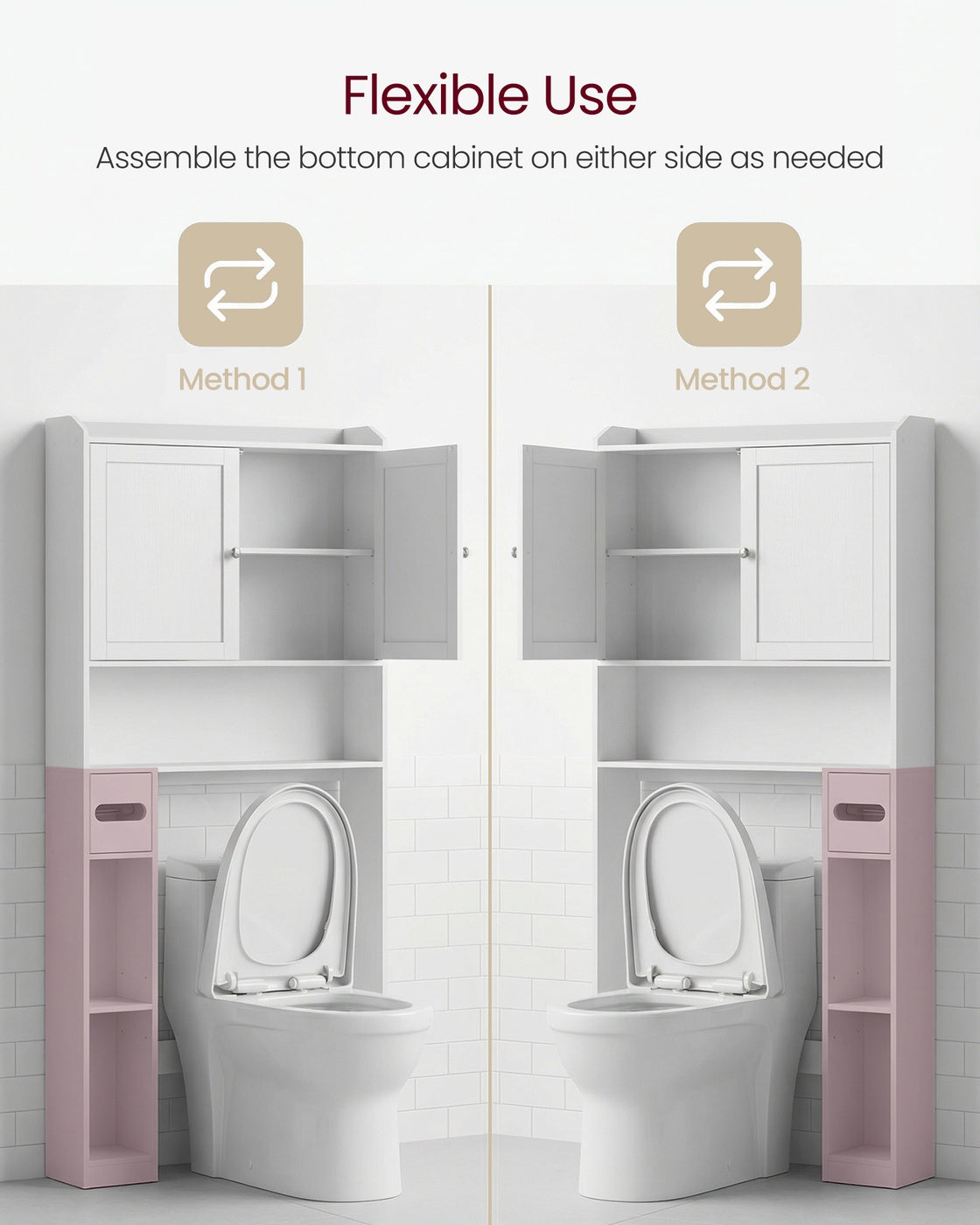 Bathroom Storage Shelf with Paper Holder Over Toilet