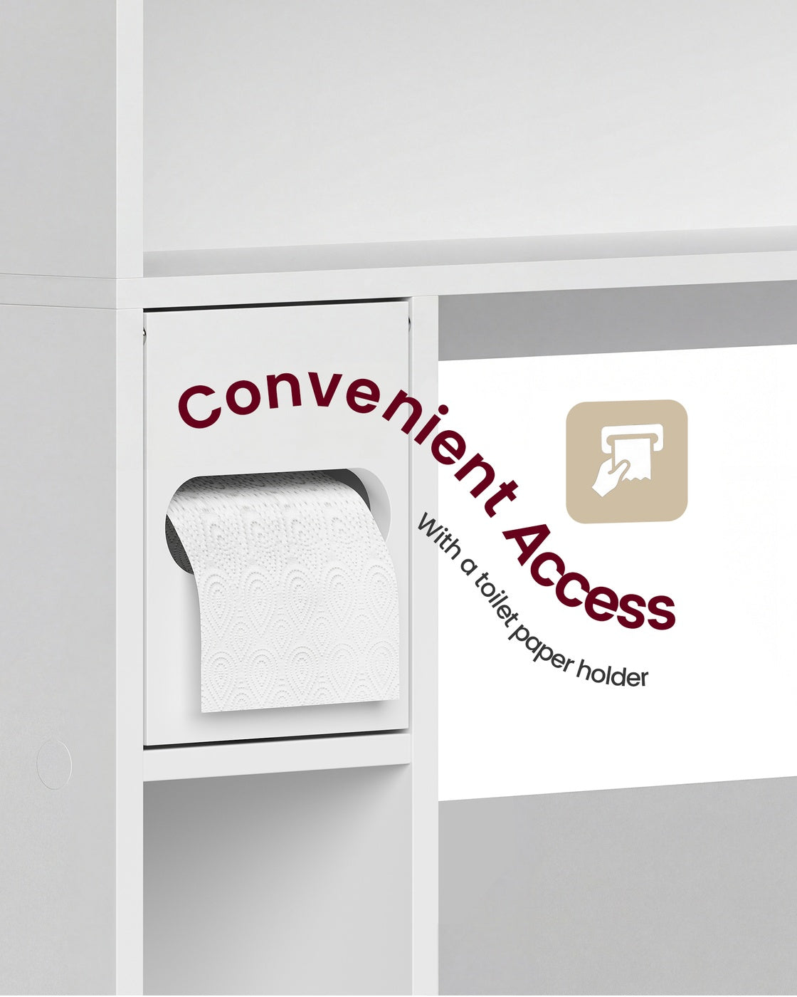 Bathroom Storage Shelf with Paper Holder Over Toilet