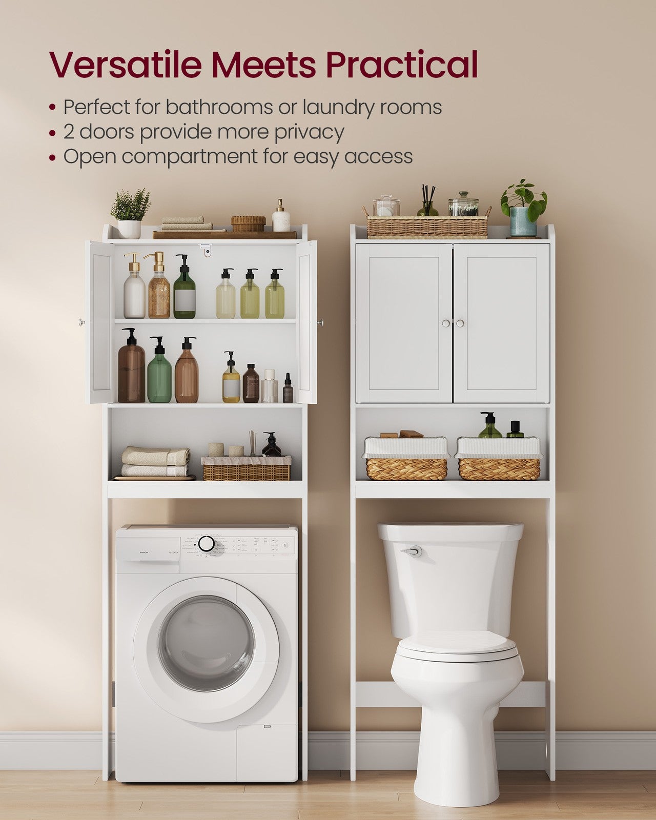 Bathroom Storage Shelf with Paper Holder Over Toilet