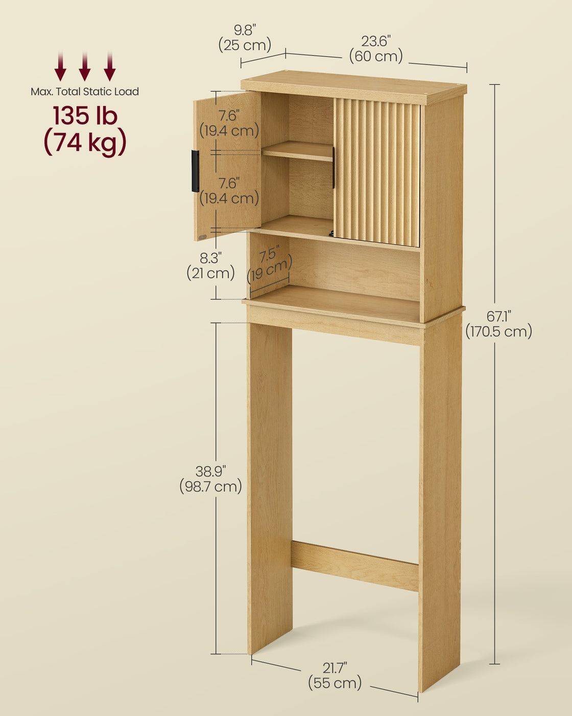 Over-the-Toilet Storage Cabinet - MAXE Collection - 23.6-Inch Wide