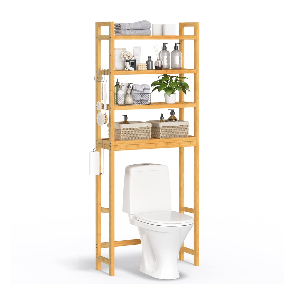 3-Tier Bamboo Bathroom Organizer Green - Natural - 10.2"D x 24.8"W x 72.8"H