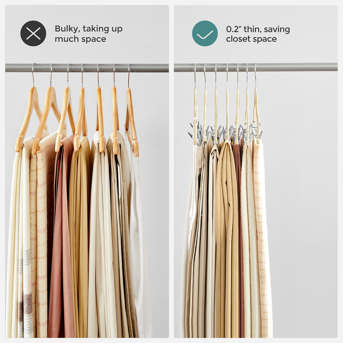 Velvet Pants Hangers - Adjustable Clips - 20-Pack