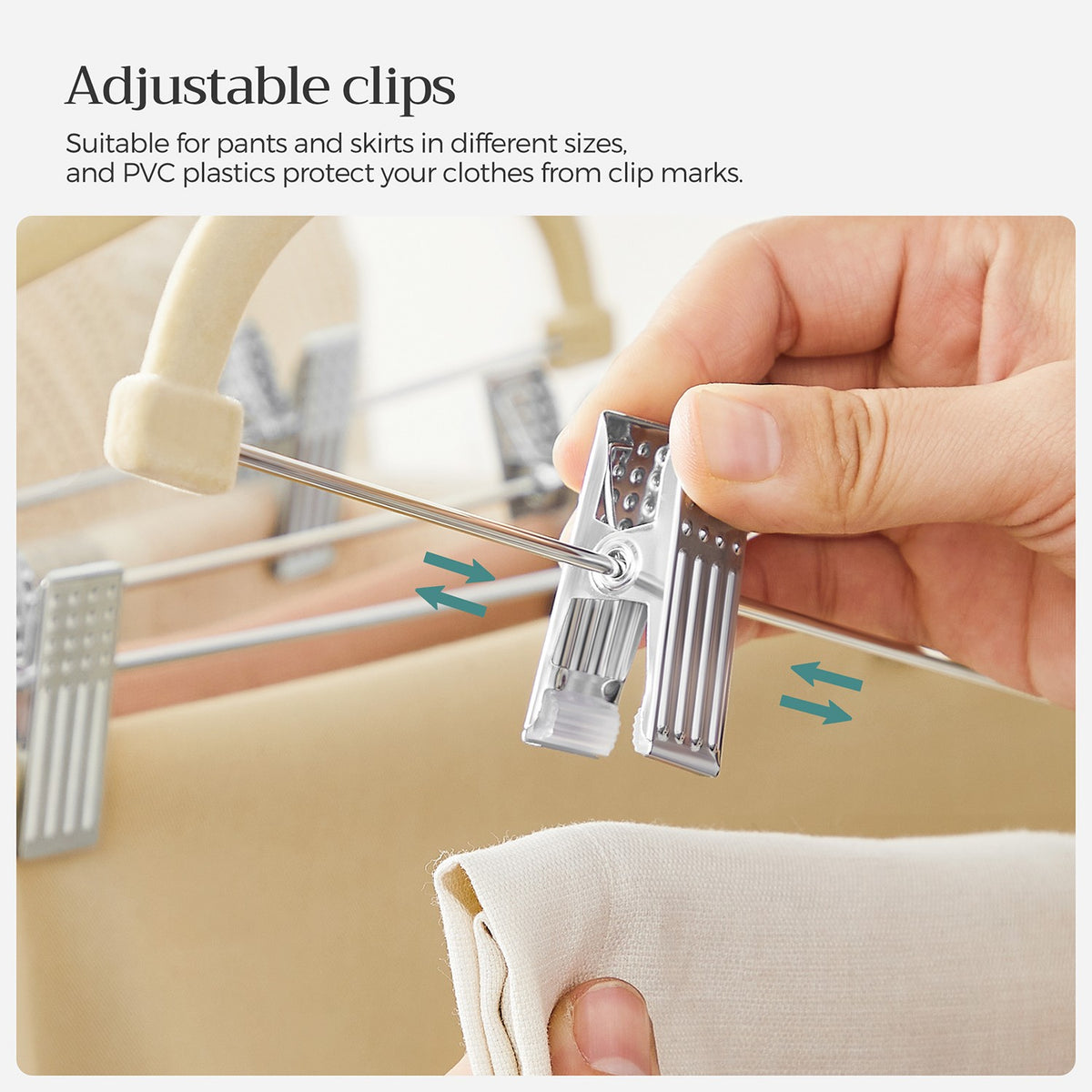 Velvet Pants Hangers - Adjustable Clips - 20-Pack