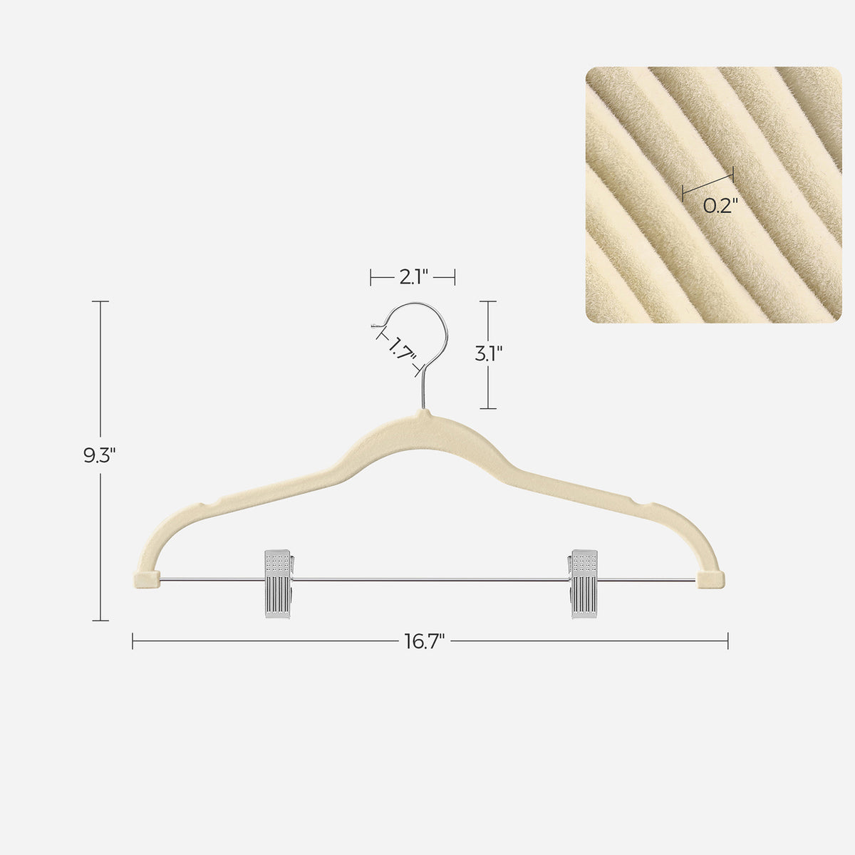 Velvet Pants Hangers - Adjustable Clips - 20-Pack
