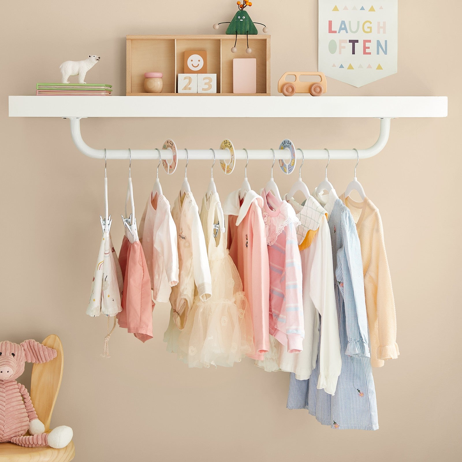 30 Packs Pants Hangers with Clips and 6 Clothes Dividers - White