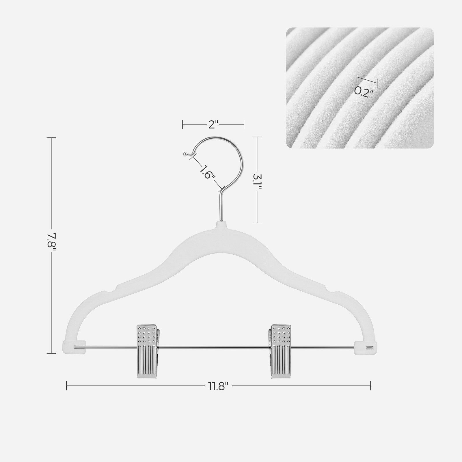 30 Packs Pants Hangers with Clips and 6 Clothes Dividers - White
