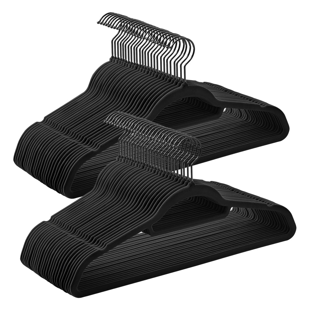 Set of 50 Clothes Hanger with Rose Gold Swivel Hook - Ink Black