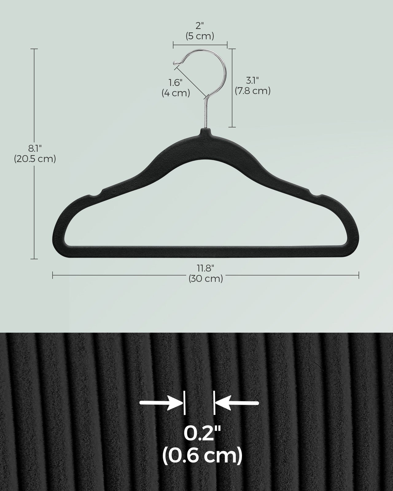 50 Pack Kids Hangers for Closet - Dove Ink Black