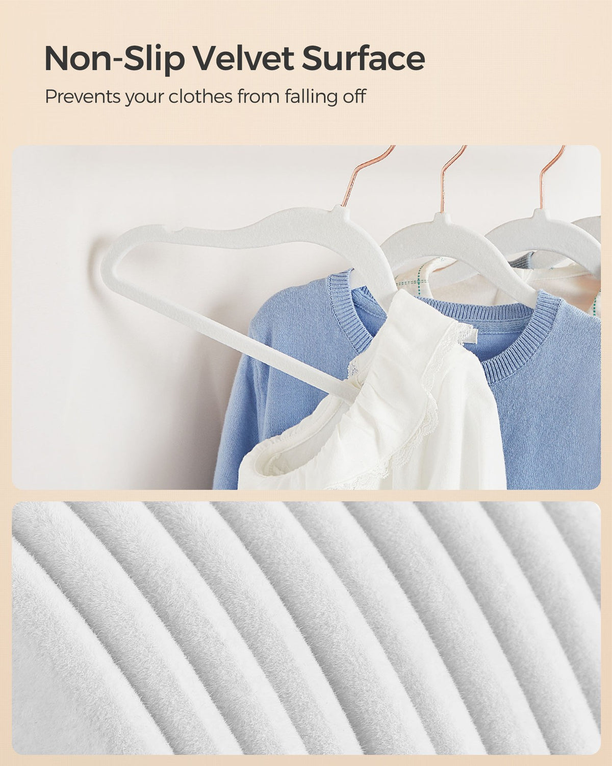 Kids Hangers - Non-Slip Velvet - Space-Saving - Pack of 50