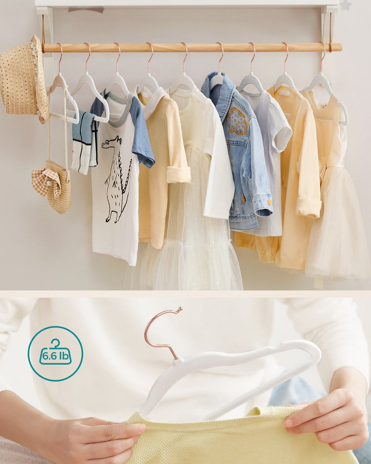 Kids Hangers - Non-Slip Velvet - Space-Saving - Pack of 50