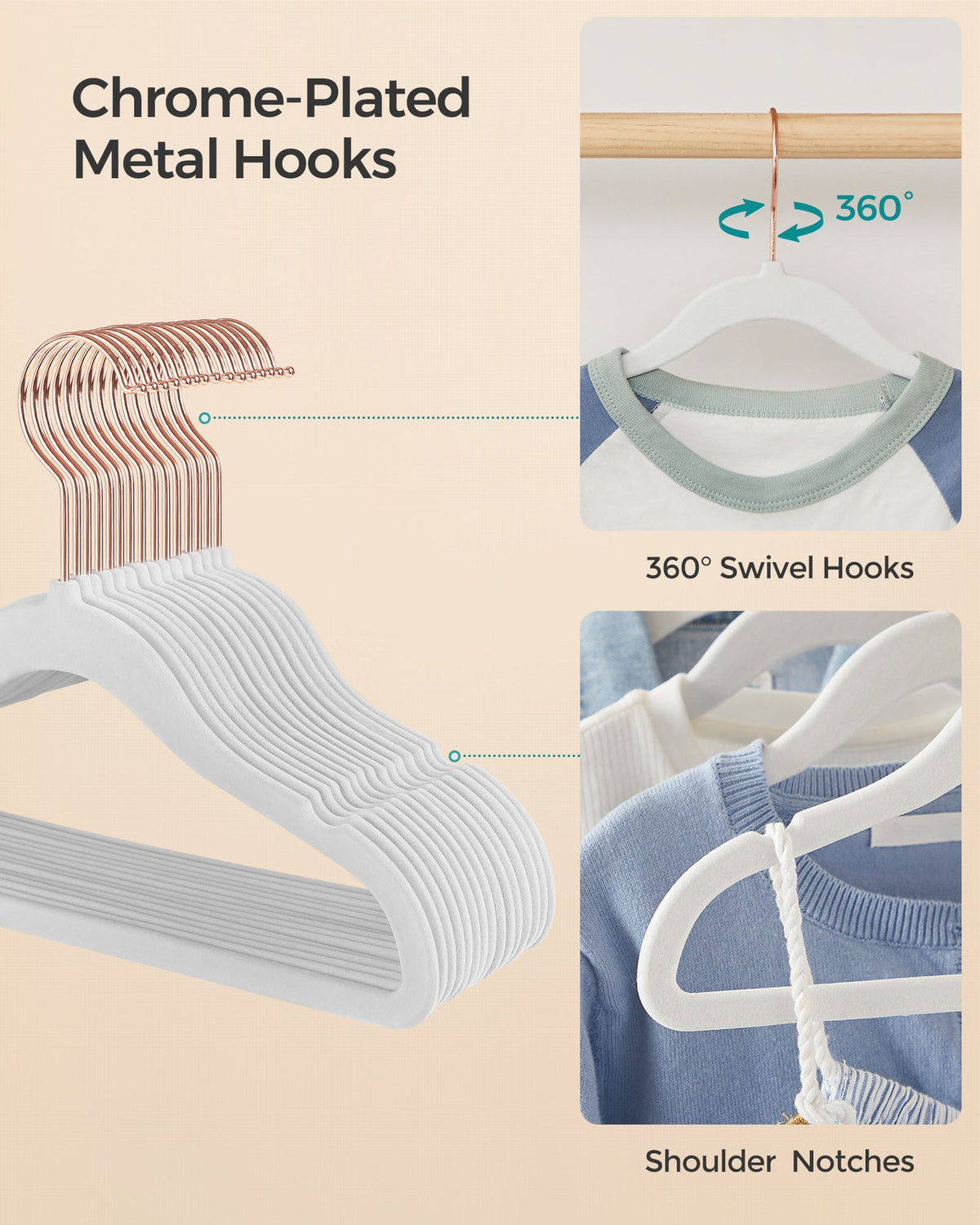 Kids Hangers - Non-Slip Velvet - Space-Saving - Pack of 50