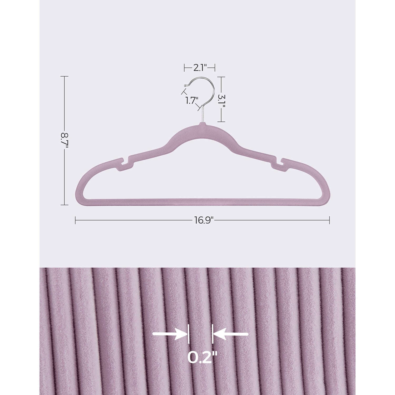 50-Pack Velvet Hangers Light Purple - Pale Purple
