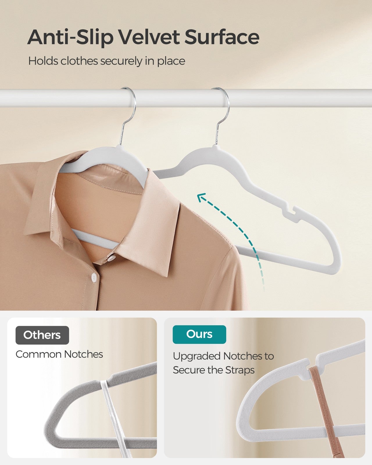Velvet Hangers 60 Pack - Non-Slip Clothes Hangers - White