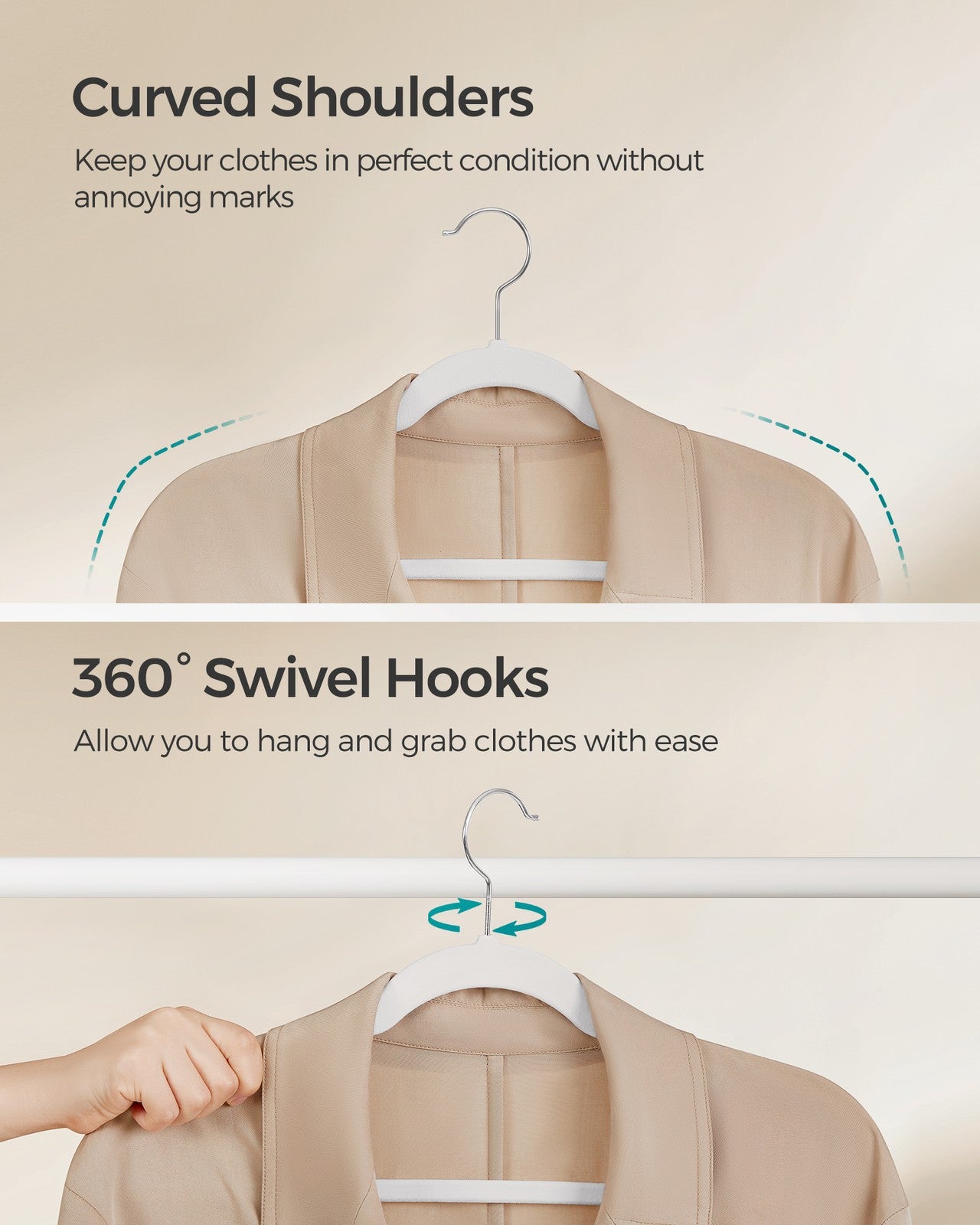 Velvet Hangers 60 Pack - Non-Slip Clothes Hangers - White