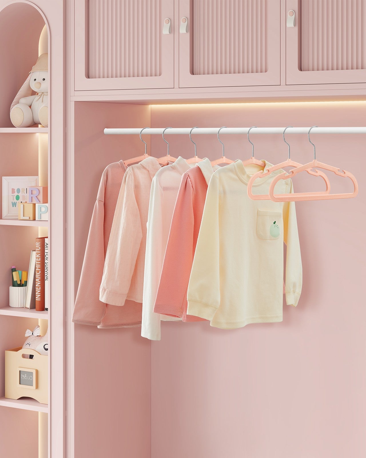 Kids Hangers 50 Pack - Coral Pink