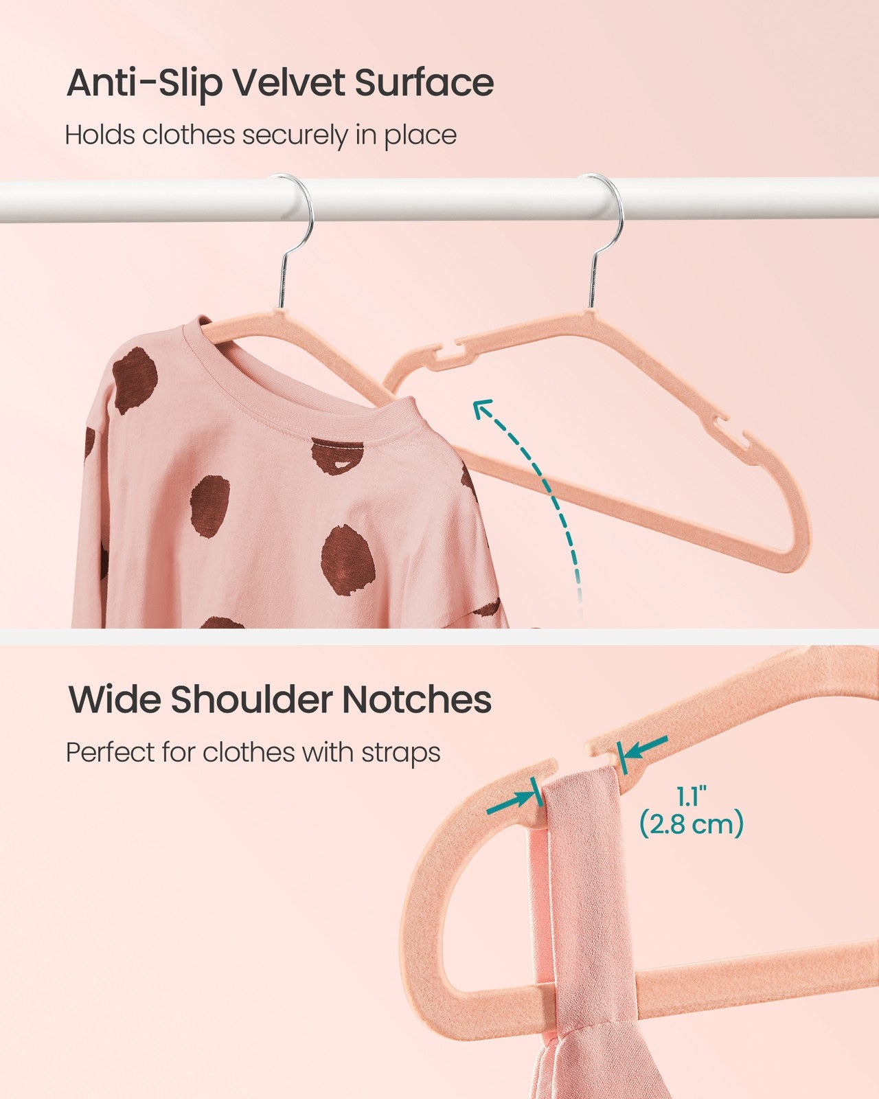 Kids Hangers 50 Pack - Coral Pink