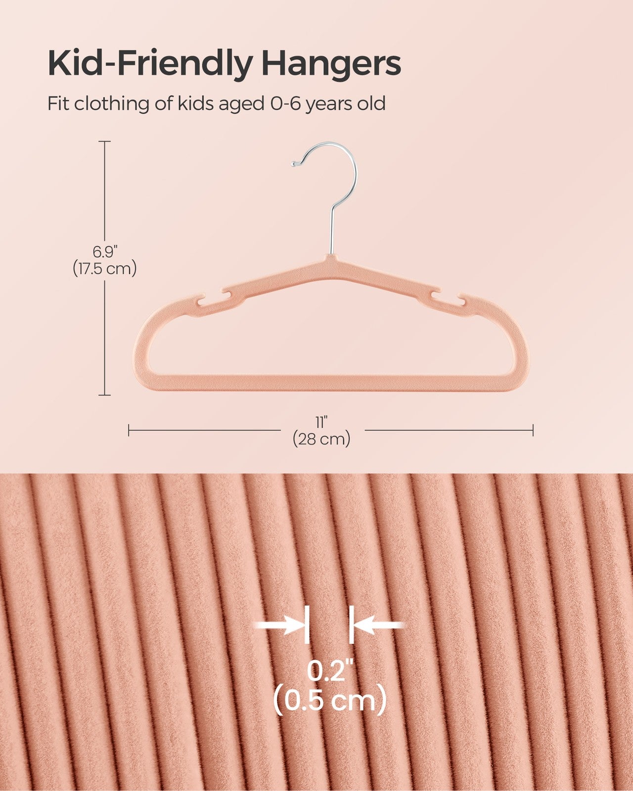 Kids Hangers 50 Pack - Coral Pink