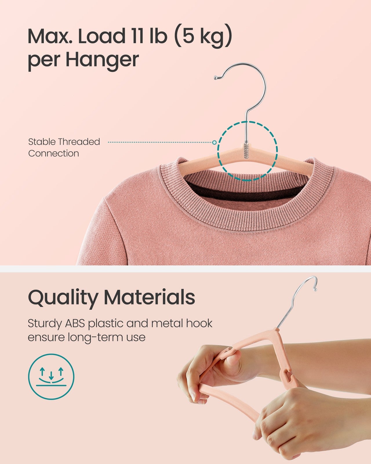 Kids Hangers 50 Pack - Coral Pink