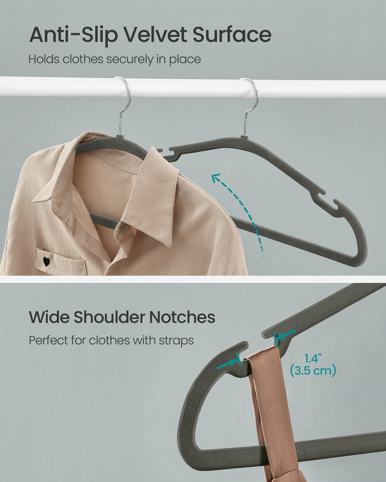 Velvet Hangers 50 Pack - Gray