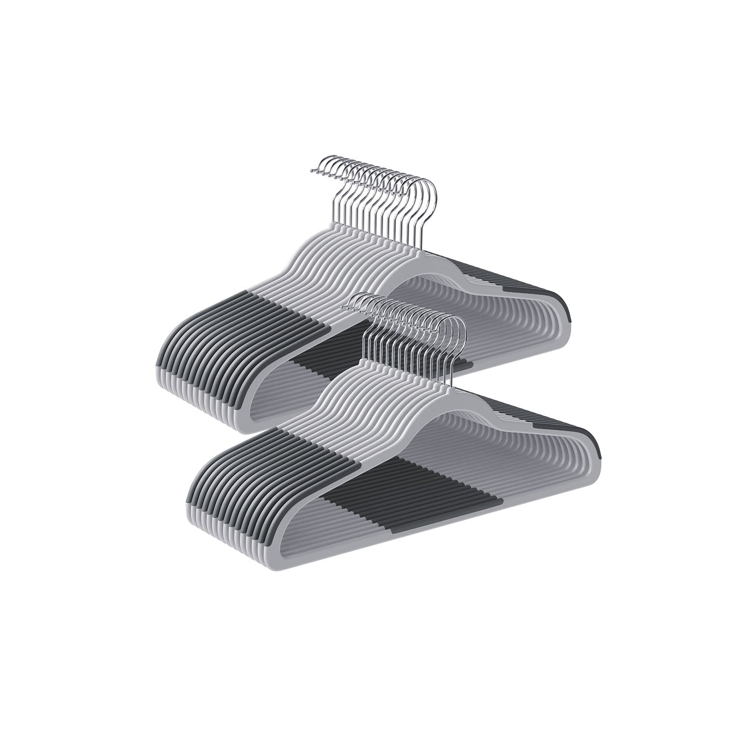 Pack of 50 Plastic Coat Hangers - Light Gray, Dark Gray