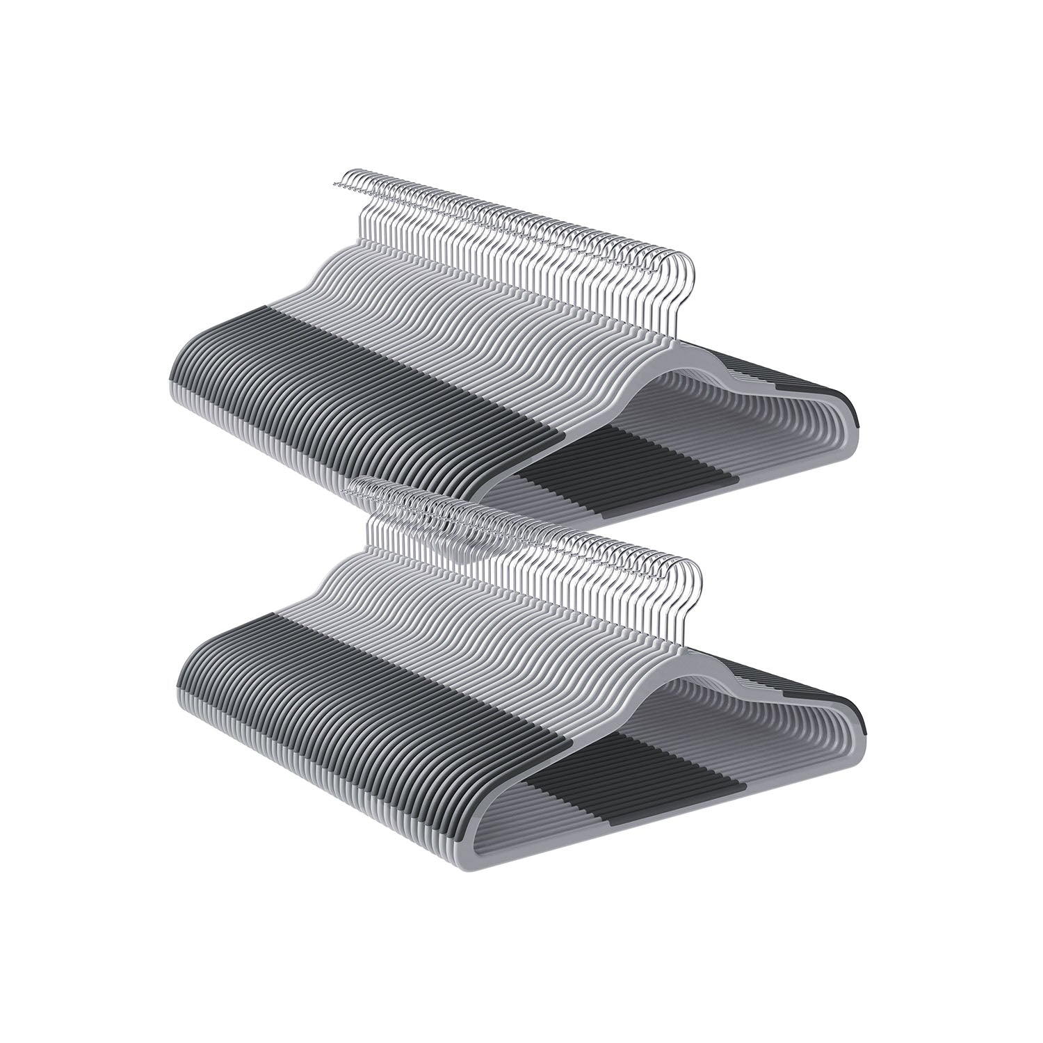 Pack of 50 Plastic Coat Hangers - Light Gray, Dark Gray