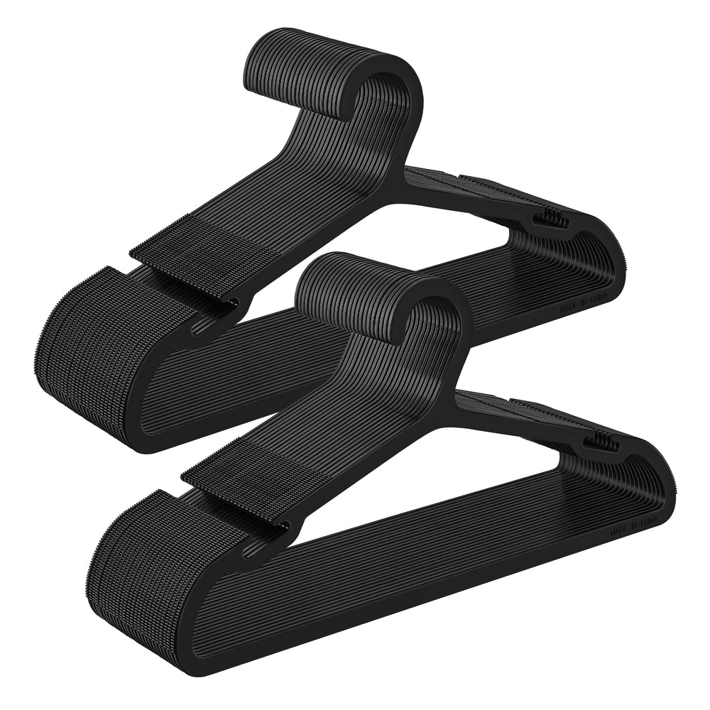 Plastic Hangers with Wide Shoulder Notches Pack of 50 - Ink Black