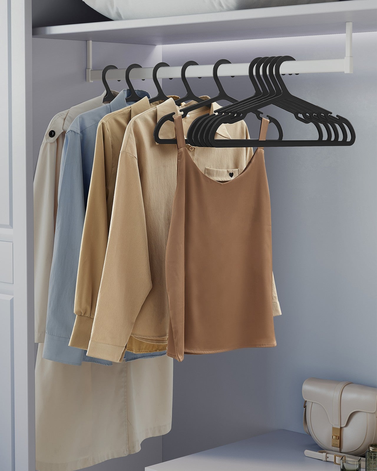Plastic Hangers with Wide Shoulder Notches Pack of 50 - Ink Black