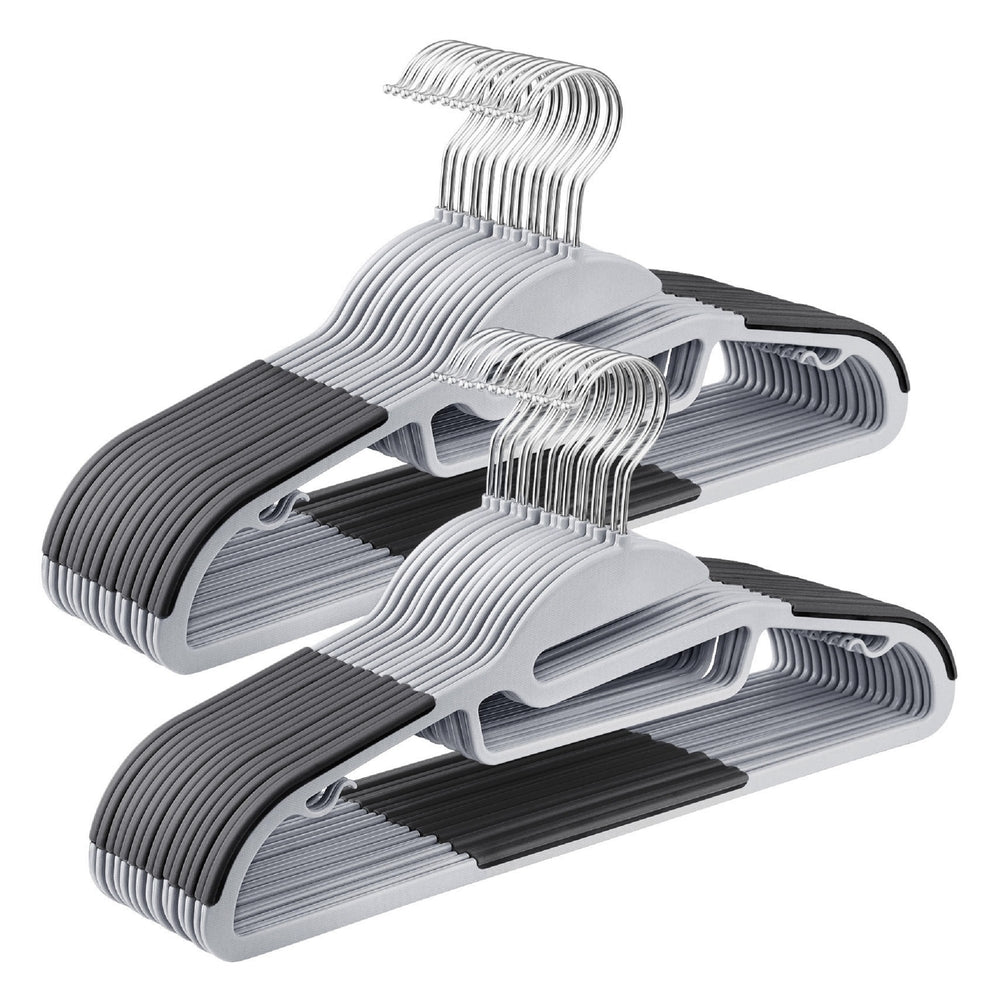 50 Pack Heavy-Duty Plastic Suit Hangers - Gray