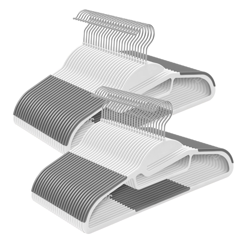 50 Pack Heavy-Duty Plastic Suit Hangers - Cloud White, Dark Gray