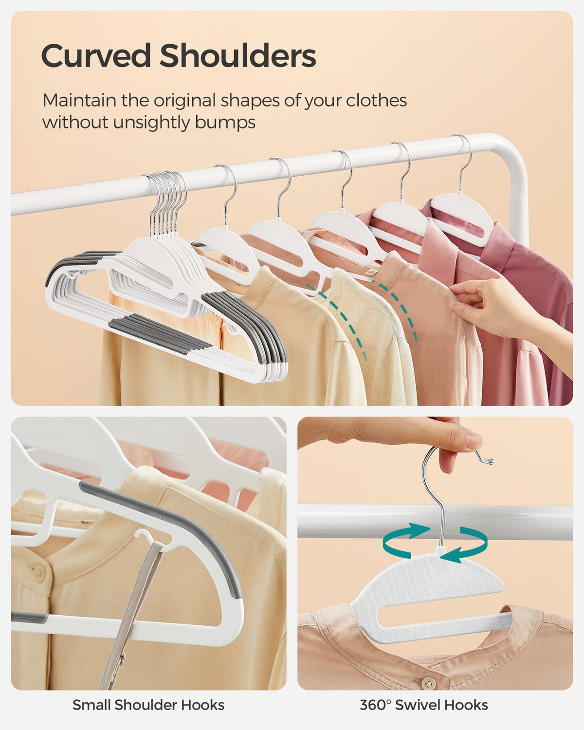 Heavy-Duty Plastic Suit Hangers - Non-Slip Coating - Swivel Hook - Pack of 50