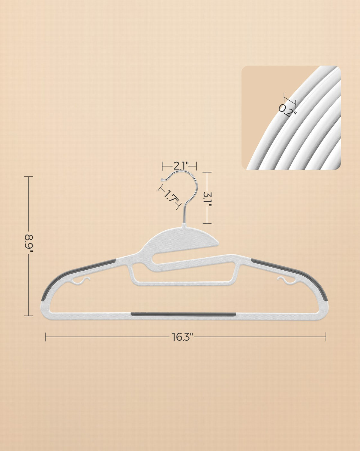 Heavy-Duty Plastic Suit Hangers - Non-Slip Coating - Swivel Hook - Pack of 50