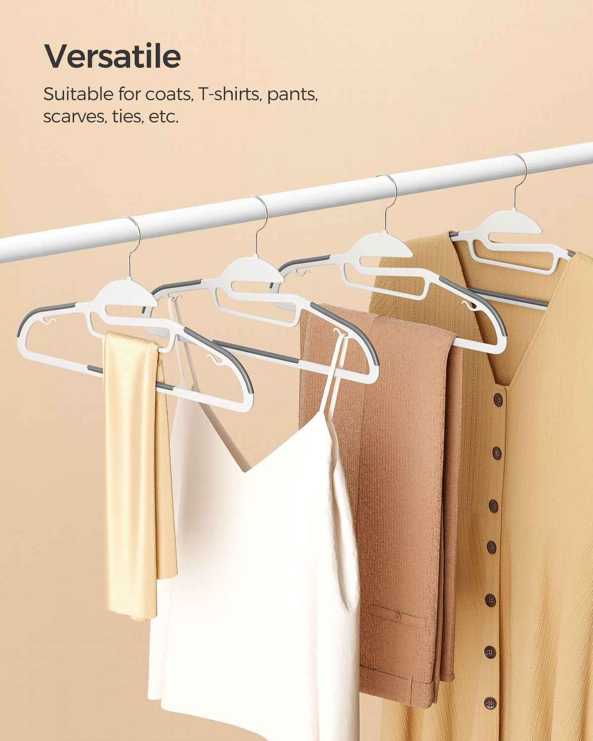 Heavy-Duty Plastic Suit Hangers - Non-Slip Coating - Swivel Hook - Pack of 50