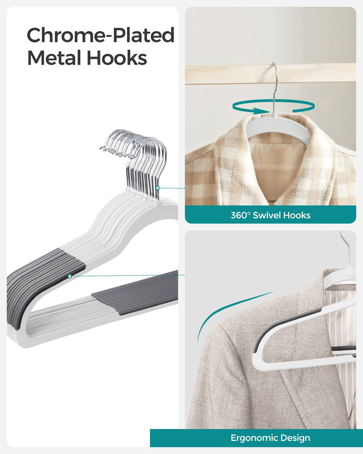 Clothes Hangers - Pack of 30 Plastic Coat Hangers - Space-Saving