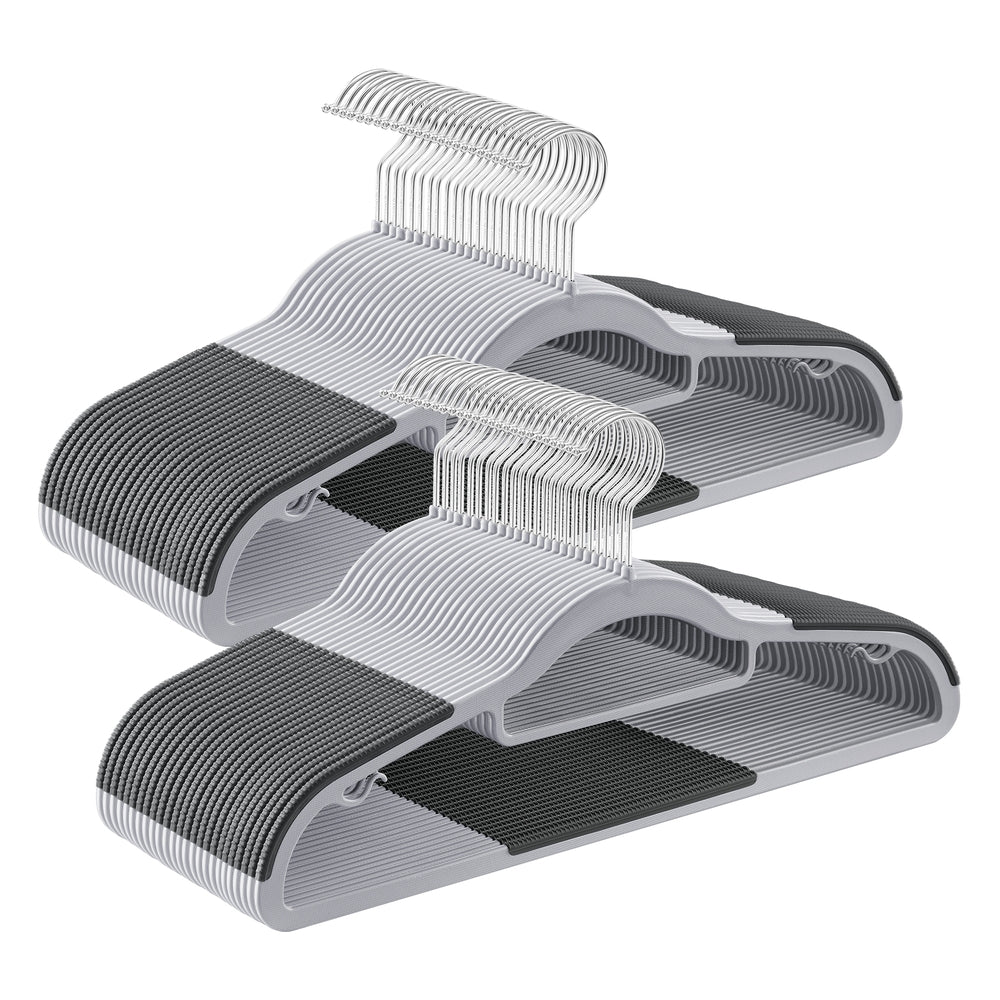 50 Pack Heavy-Duty Plastic Hangers - Light Gray, Dark Gray, Silver