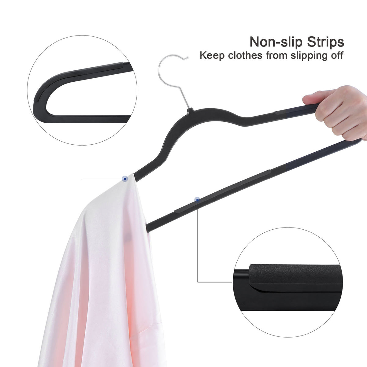 Plastic Coat Hangers - Non-Slip - Swivel Hook - Pack of 50