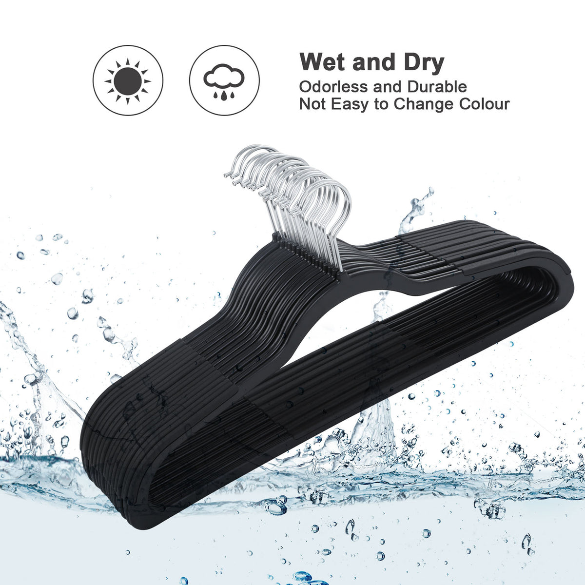 Plastic Coat Hangers - Non-Slip - Swivel Hook - Pack of 50