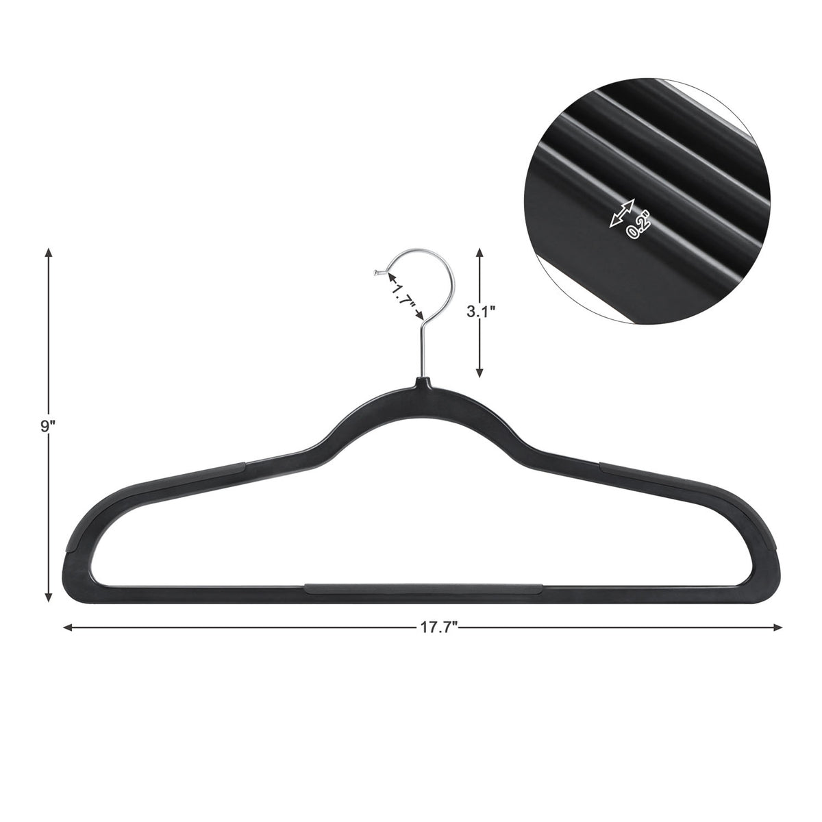 Plastic Coat Hangers - Non-Slip - Swivel Hook - Pack of 50