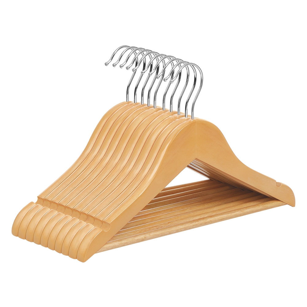 10-Pack Kids Wooden Hangers - Natural, Silver