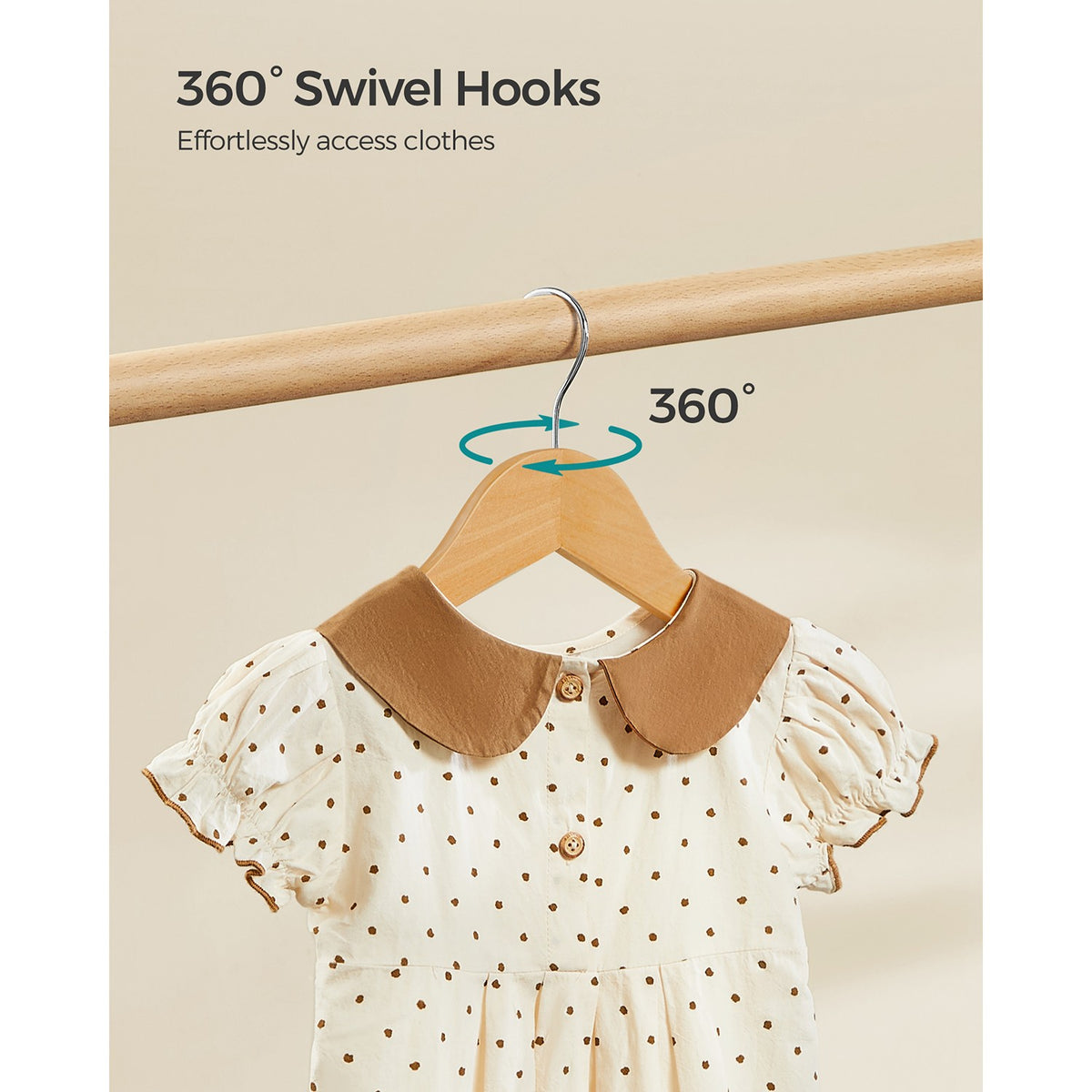 10-Pack Kids Wooden Hangers - Natural, Silver
