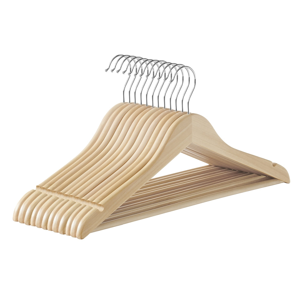 12-Pack Wooden Coat Hangers - Natural Beige