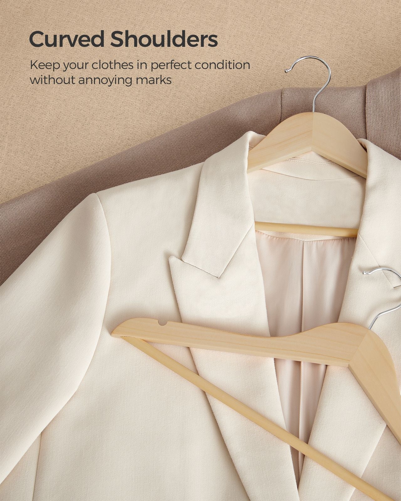 12-Pack Wooden Coat Hangers - Natural Beige