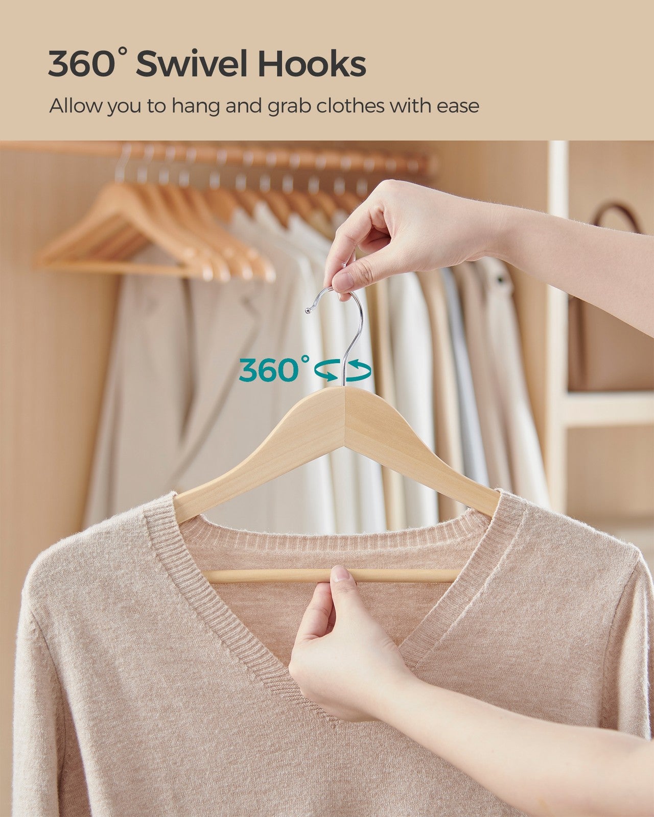 12-Pack Wooden Coat Hangers - Natural Beige