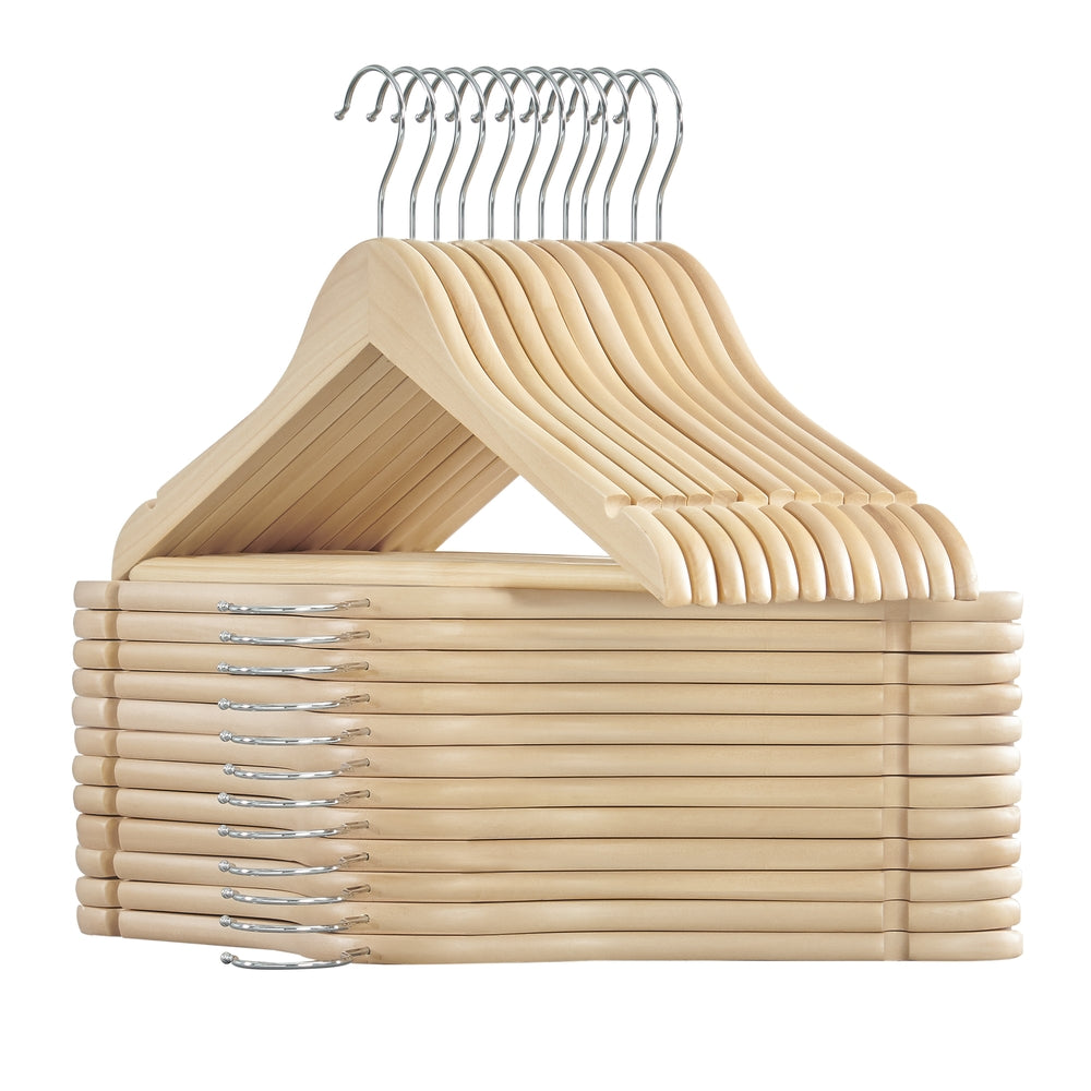12-Pack Wooden Coat Hangers - Natural