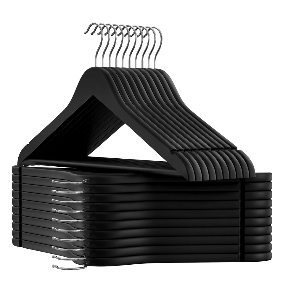 20-Pack Solid Wood Clothes Hangers with Anti-Slip Rubber Coating