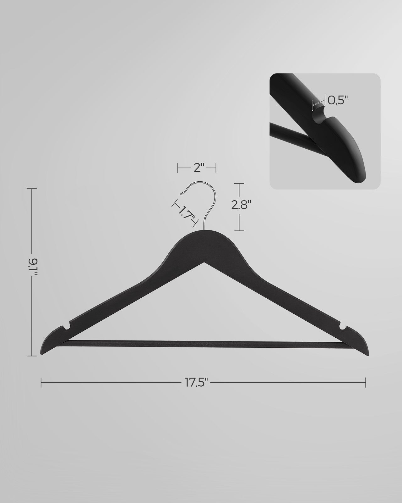 20-Pack Solid Wood Clothes Hangers with Anti-Slip Rubber Coating